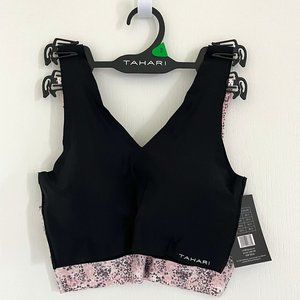 New Women's Tahari 2-Pack Laser Cut Black & Pink Bras Size S